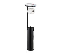 Relaxdays Portarrollos con estante negro