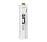 Relaxdays Portarrollos de baño blanco con puerta blanco,plata