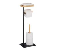 Relaxdays Portarrollos de baño con balda marrón claro,negro