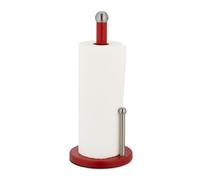 Relaxdays Portarrollos de cocina con tope rojo,plata