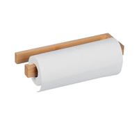 Relaxdays Portarrollos de Cocina para Pared, Soporte Rollo Papel, Bambú, Adhesivo, Sin Taladrar, 3 x 31 x 9 cm, Natural