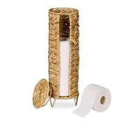 Relaxdays Portarrollos de Papel Higiénico, 4 Rollos Repuesto, 50,5 x 16 cm, Jacinto de Agua, Soporte Recambios, Natural