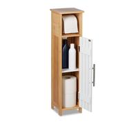 Relaxdays Portarrollos de pie baño efecto madera blanco,marrón claro