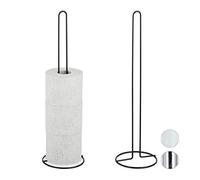 Relaxdays Portarrollos de Repuesto, 2 uds., 5 Rollos c/u, Metal, Negro | De pie, 50 x 14 cm