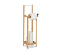 Relaxdays Portarrollos Papel Higiénico, Soporte Rollos Baño, Bambú, de Pie, sin Taladrar, 72 x 17,5 x 24 cm, Natural