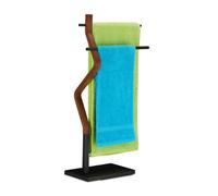 Relaxdays Portatoallas de pie doble zigzag negro marrón,negro