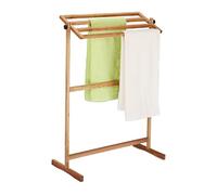 Relaxdays Portatoallas de Pie Madera de Nogal, Toallero con 4 Barras, 98 x 66 x 31 cm, Colgador Toallas, Color Natural