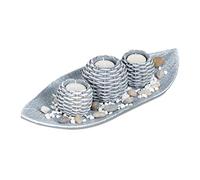 Relaxdays Portavelas decorativos con cuenco blanco,marrón,gris