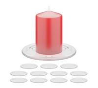 Relaxdays Portavelas de Cristal, Set de 12 Candelabros, 10 cm Ø, Vidrio, Soporte Redondo, Porta Velas, Transparente