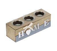 Relaxdays Portavelas Home, 3 Soportes para Velas, Decoración Mesa Salón, 8 x 23 x 8 cm, Estilo Rústico, Multicolor