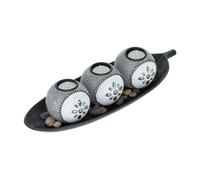 Relaxdays Portavelas set en gris y negro blanco,negro,gris