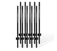 Relaxdays Postes para valla, set de 10, para malla metálica, para hincar, 90 cm, perfil en U, jardín, acero, negro