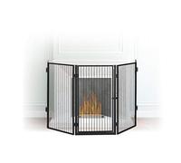Relaxdays Protector de Chimenea con Puerta, Acero, Negro, 76 x 1.30 x 220 cm