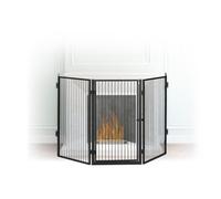 Relaxdays Protector de chimenea con puerta negro