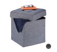 Relaxdays Puff almacenaje acolchado gris