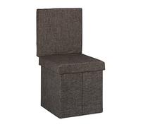 Relaxdays Puff Almacenaje con Respaldo, Taburete Plegable, Asiento, Baúl, Caja, Lino, 1 Ud., 73 x 38 x 38 cm, Marrón