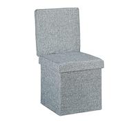 Relaxdays Puff almacenaje con respaldo gris