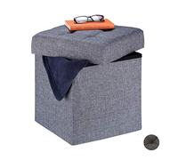 Relaxdays Puff almacenaje acolchado gris