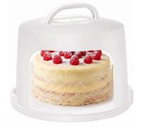 Relaxdays Recipiente alto para tartas blanco,transparente