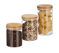 Relaxdays Envases de distinto tamaño para comida marrón claro,transparente