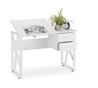 Relaxdays Escritorio reclinable de oficina blanco