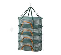 Relaxdays Red Plegable para secar, Malla de 4 Niveles para Hierbas, Frutas, Verduras y Pescado Colgante, Verde/Naranja