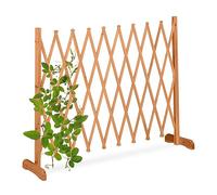 Relaxdays Reja Trepadoras Madera, Soporte Enredaderas Extensible hasta 275 cm, Celosía de Pie, Jardín o Huerto, Naranja