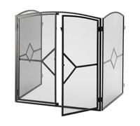 Relaxdays Rejilla cortafuegos 3 piezas con puerta negro