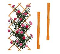 Relaxdays Rejilla Extensible para Plantas trepadoras, Juego de 3, 180 x 120 cm, Madera, Montaje en Pared, Naranja