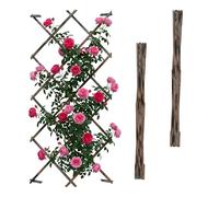Relaxdays Rejilla Extensible, Set 3, 180x120 cm, Madera, Montaje Pared, Soporte para trepadoras, Acabado Flameado
