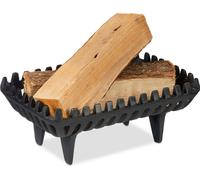 Relaxdays, rejilla para chimenea, soporte para fuego, dimensiones: 15 x 37 x 26 cm, robusta, pesada, rejilla para fuego con patas, hierro fundido, color