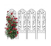 Relaxdays Rejilla para Enredaderas, Set 4, 115 x 32 cm, Vintage, Metal, Soporte trepadoras, celosía Rosales, Negro
