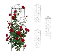 Relaxdays Rejilla para Enredaderas, Set de 4, 116 x 31,5 cm, Metal, Soporte para trepadoras y Rosales, jardín, Negro