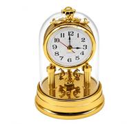Relaxdays Reloj de Mesa Retro, 17 x 11 cm, analógico a Pilas, Dorado | cúpula y péndulo giratorio, plástico