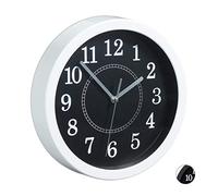 Relaxdays Reloj analógico de pared de 20 cm blanco,negro,gris