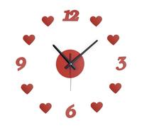 Relaxdays Reloj de pared adhesivo con corazones rojo,negro