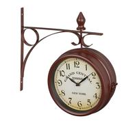 Relaxdays Reloj de pared marrón estación de tren marrón,crema,negro
