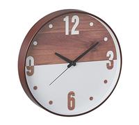 Relaxdays Reloj Decorativo con Números, a Pila, Analógico, Cocina, Salón, Look Madera, 29,5x4,5 cm, Marrón y Blanco