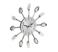 Relaxdays Reloj para pared con diseño de cubiertos negro,plata