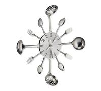 Relaxdays Reloj para pared temático cubiertos plata