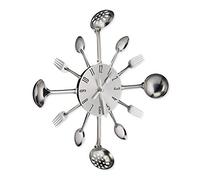 Relaxdays Reloj para pared temático cubiertos plata