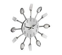 Relaxdays Reloj para pared con diseño de cubiertos negro,plata