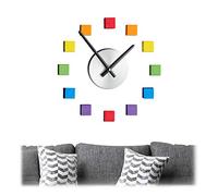 Relaxdays Reloj Pared DIY, para Pegar, Multicolor | Cuadrados de Colores como Números, Tamaño Variable, Cuarto Infantil