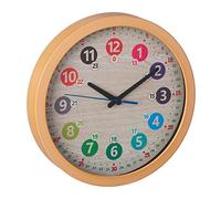 Relaxdays Reloj Pared Infantil, Números Coloridos, para Aprender la Hora, con Segundero, Ø30cm, Cuarto Niños, Multicolor