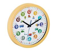 Relaxdays Reloj Pared Medios Transporte, Números Coloridos, para Aprender la Hora, Cuartos Niños, Ø30cm, Multicolor