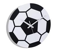 Relaxdays Reloj Pared Pelota Fútbol, sin Números, a Pila, Analógico, Cocina, Salón, Madera, 30 x 4 cm, Negro y Blanco