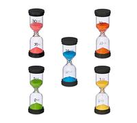Relaxdays Relojes arena set 5 colores 16 cm azul,verde,negro