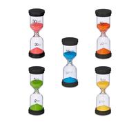 Relaxdays Relojes arena set 5 colores 16 cm azul,verde,negro