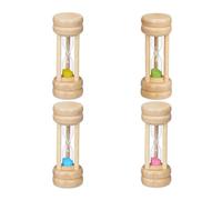 Relaxdays Relojes de arena base de madera set de 4 marrón claro,transparente