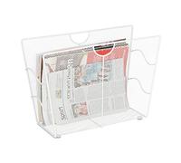 Relaxdays Revistero Metálico, Organizador de Revistas de Pie, Malla, para Salón y Baño, 27 x 39 x 17 cm aprox., Blanco